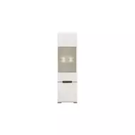 Azteca system REG1W1D/21/6 vitrines magas szekrény LED világítással magasfényű fehér ajtós szekrény