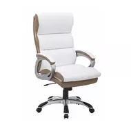 T-Irodai szék, fehér/barna textilbőr, KOLO CH137020